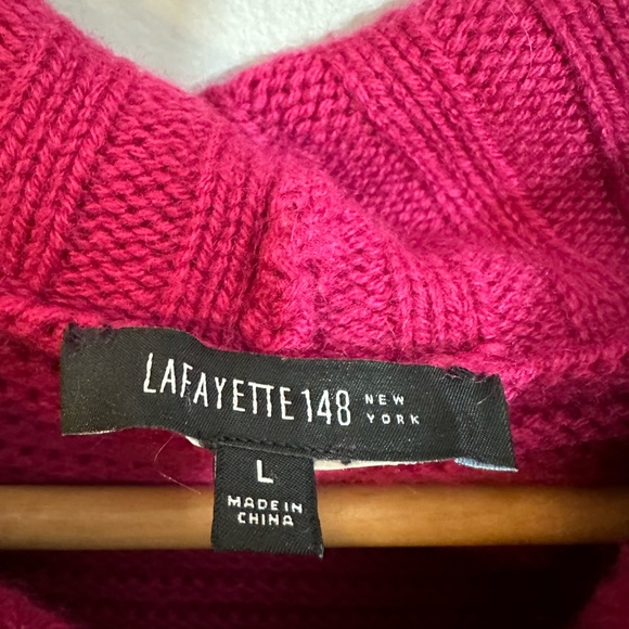 Lafayette 148 100% Cashmere Magenta Cowl Neck Sweater Large - Picture 3 of 11